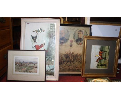 After JA Stewart - framed print of Blankney hunting scene with seal mark, and three other various prints (4)