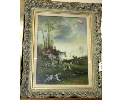 Contemporary school - On the hunt, oil on panel, 39 x 28cm