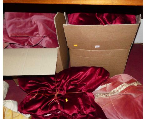 Two boxes containing a quantity of good quality lined curtains