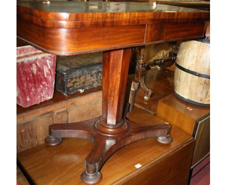 An early Victorian mahogany round cornered fold-over baize lined card table, w.91.5cm; together with a Victorian mahogany dro