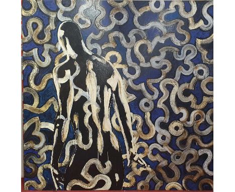 Julien Deligne (b.1959) - Untitled, mixed media on wood panel, 200 x 200cm