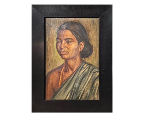 IRMA STERN. Attributed to. Portrait of A Indian Woman. Oil on Board, 30cms x 47cms, Framed.
