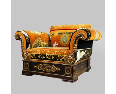 ATELIER VERSACE UPHOLSTERED ARMCHAIR. 125cm W approx.
