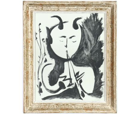 PABLO PICASSO. FAUN WITH FLUTE. (d) off set lithograph – signed in the plate, French Vintage frame, 47cm x 37cm. (Subject to 