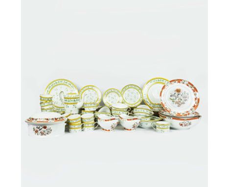 A LIMOGES PART DINNER AND TEA SERVICE. 'Morning Glory' pattern by A Raynaud, comprising fourteen coffee cups, fourteen saucer