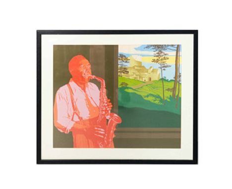 ROBERT YOUNG (B. 1938). SOUNDS INSIDE. screenprint in colours, signed, dated and numbered 66/150, 71cm x 83cm, framed.