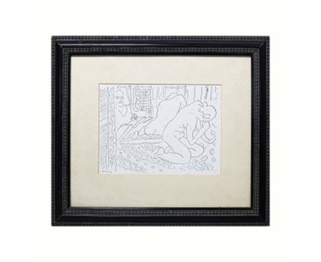 HENRI MATISSE. MODELE REFLET DANS AVEC LE MIRROIR. Lithograph, 18cms x 24cms, Framed.
