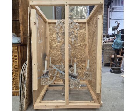 CHANDELIER, CUT GLASS. with five main serpentine branches, 123cm t x 86cm w.