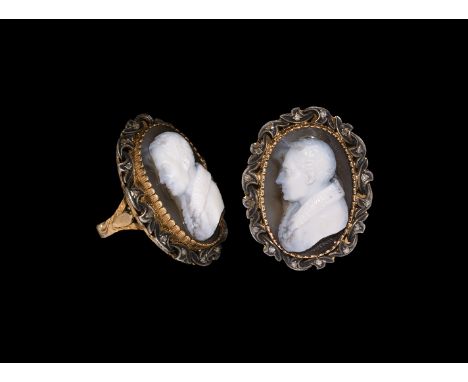 18th-early 19th century AD. An onyx cameo profile portrait of Arthur Wellesley, 1st Duke of Wellington with 'MORELLI' mark be