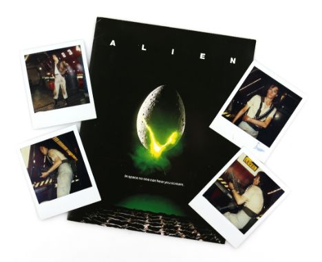 Aliens (1986) Four original Polaroid photographs taken for continuity department of Sigourney Weaver in costume on set, with 