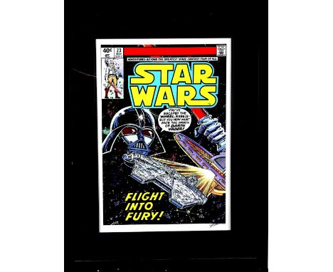 Star Wars 'Flight Into Fury!' 23, limited edition giclée print signed by Stan Lee, number 134/295 framed and glazed, 70 x 91 