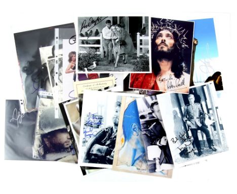 Autographs - 20 Signed photographs including Charlton Heston, Steve Martin, Michael Caine, Richard Todd, Tony Curtis, Tim Bur