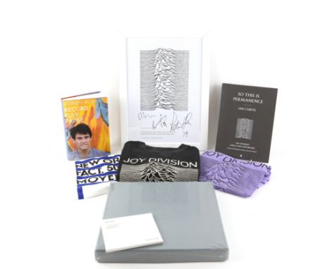 Joy Division / New Order - Collection of items including a signed framed print of the band Joy Division's iconic white album 
