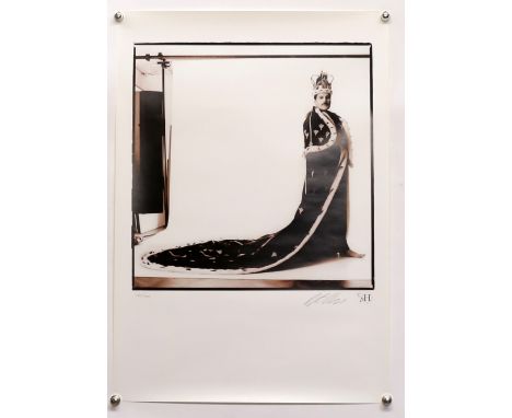Queen - A2 Limited edition signed print of Freddie Mercury in his royal robes by photographer Peter Hince. No 720/1200, 16.5 