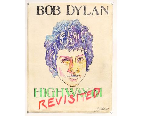 Bob Dylan - Highway 61 Revisited - Original hand painted artwork by John Judkins, signed and dated '65, sheet approximately 1