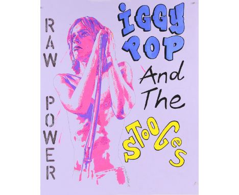 Iggy Pop and the Stooges - Raw Power - Original hand painted artwork by John Judkins, signed and dated 85, sheet approximatel