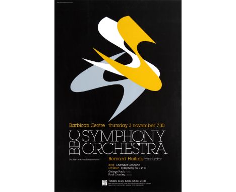 Original vintage advertising poster promoting a BBC Symphony Orchestra concert of music by Berg and Schubert conducted by the