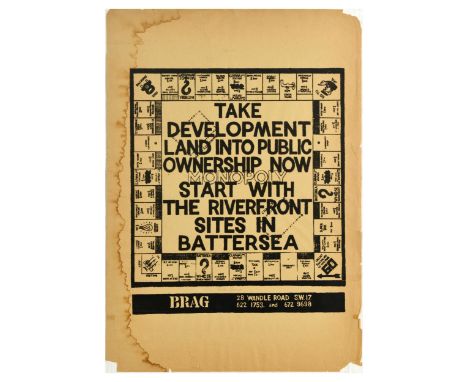 Original vintage propaganda poster - Take development land into public ownership now. Start with the riverfront sites in Batt