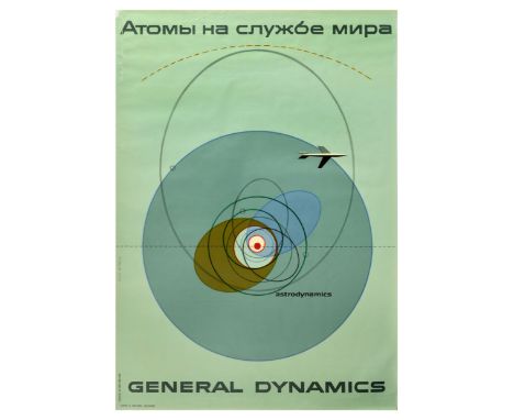 Original vintage General Dynamics poster by the illustrator, typographer and graphic designer Erik Nitsche (1908-1998) promot