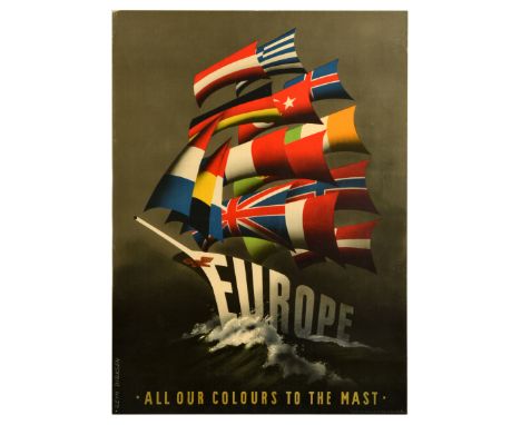 Original vintage propaganda poster for the post-war US sponsored ERP European Recovery Program (1948) known as the Marshall P