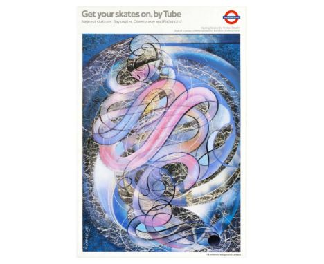 Original vintage London Transport travel poster - Get your skates on, by Tube. Nearest stations Bayswater, Queensway and Rich