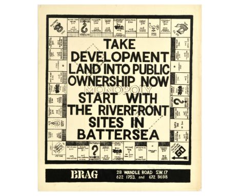Original vintage propaganda poster - Take development land into public ownership now. Start with the riverfront sites in Batt