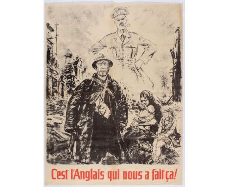 Original vintage WWII Propaganda Poster issued in the Nazi occupied France under Vichy government - It's the English who did 