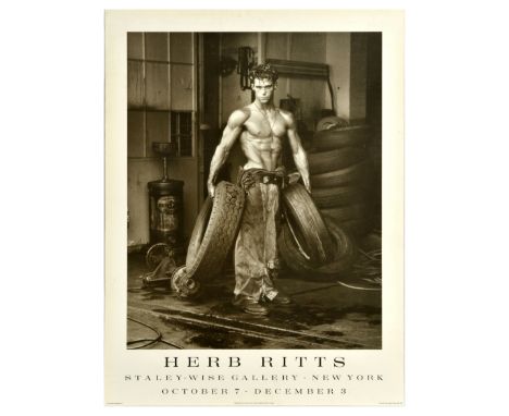 Original vintage advertising poster for Herb Ritts photography exhibition at Staley Wise Gallery in New York from 7 October t