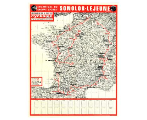 Original vintage sport poster from Cyclisme - a Spanish cycling magazine for Tour de France 1970, 27 June - 19 July, featurin