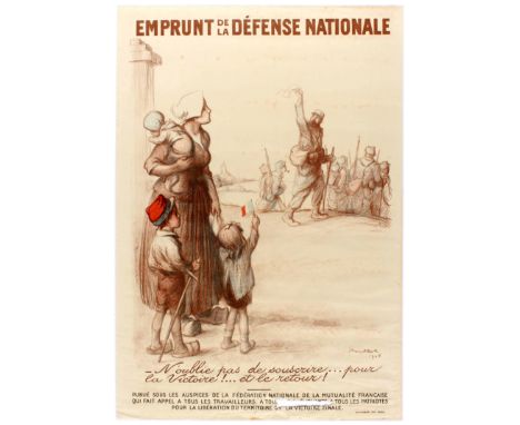 Original vintage WWI Propaganda Poster - French Republic National Defense Bond (Emprunt de la DÃ©fense Nationale) Design depi