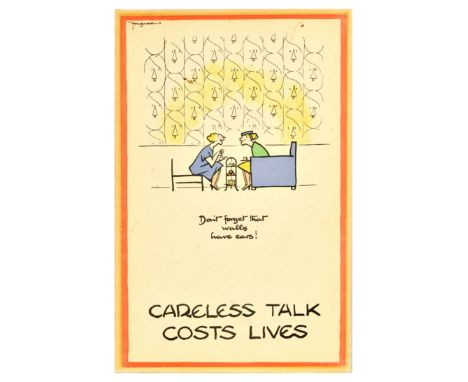 Original vintage World War Two poster by the notable British cartoonist and illustrator Fougasse (Cyril Kenneth Bird; 1887-19