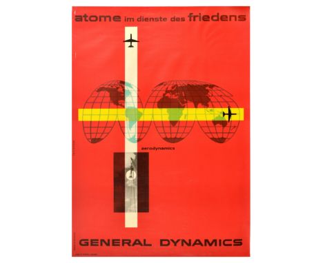Original vintage General Dynamics poster by the illustrator, typographer and graphic designer Erik Nitsche (1908-1998) promot