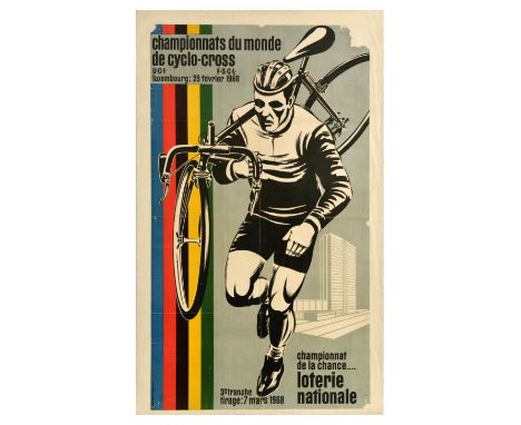 Original vintage sport poster for Cyclocross World Championships / Championnats du Monde de Cyclo-Cross, in Luxembourg on 25 