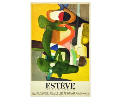 Original vintage advertising poster for a French painter Maurice Esteve (1904-2001) recent watercolour artwork exhibition at 
