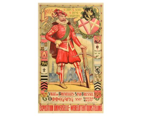Original vintage poster advertising the City of Brussels National celebrations of the Centenary of the Independence of Belgiu