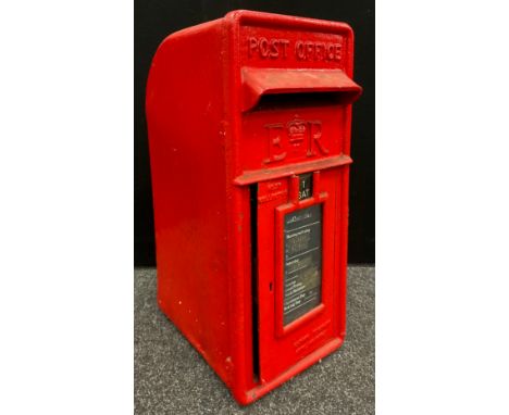 Architectural Salvage - an original ‘Elizabeth II reign’ post office letter box, cast iron front, 61cm high x 25.5cm wide x 3