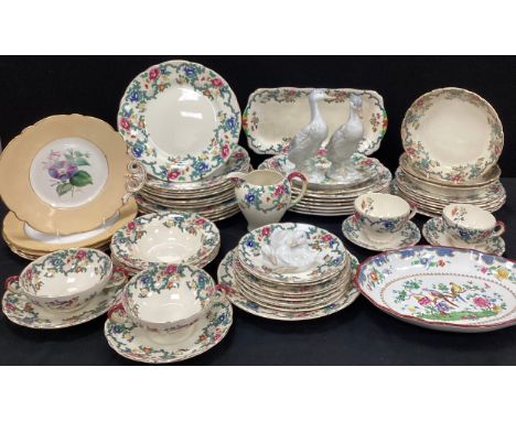 Ceramics - Royal Cauldon Victoria pattern part dinner set,  Nao Ducklings, etc 