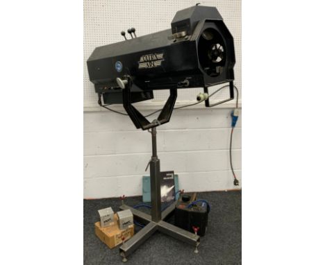 An Ultra Aiel long throw professional spot light with instruction manual, bulbs, etc 