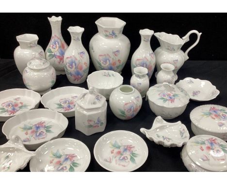 Aynsley ‘Little Sweetheart’ ware including; trinket trays, vases, jug, lidded pots; etc 