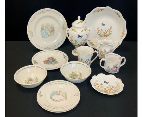 Ceramics - Aynsley Cottage garden urn and cover, bowl, trinket dishes;  Wedgwood Peter Rabbit plates, bowls, etc qty 