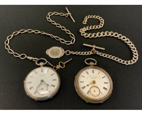 A Victorian J W Benson London silver cased open face pocket watch, enamel dial, subsidiary seconds, key wind movement, London