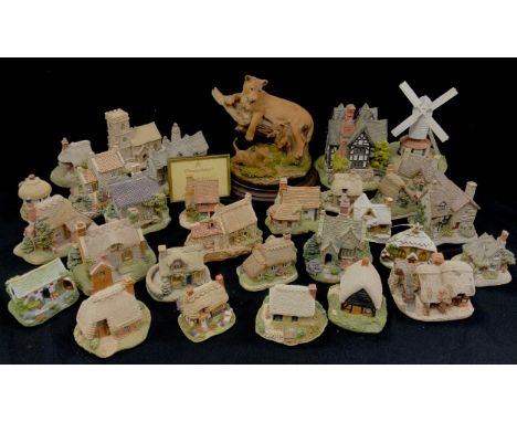 Lilliput lane cottages including; Pear tree house, Watermill, Buttercup Cottage, St Joseph’s church, Chiltern Mill, Cobblers 