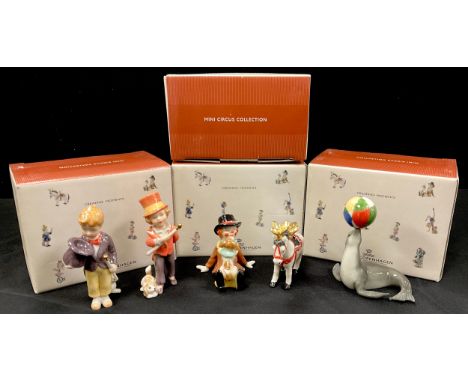 Royal Copenhagen from the ‘Mini Circus Collection’ figures including; ‘Circus Collection', 'Sea Lion with Ball', 'The little 