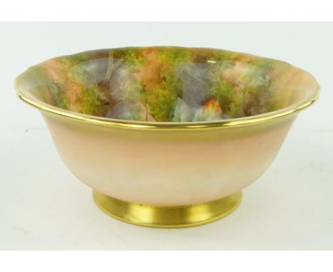 Royal Worcester bowl
with painted design of fruit, signed E Townsend, diameter 7".