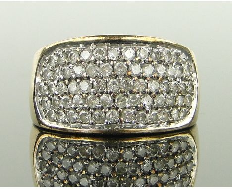 A 9ct gold pave diamond set ring,
approx 1ct total, size M.