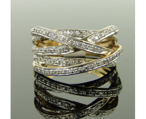 A 9ct gold diamond-set multi-band ring,
size P.