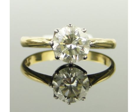 A large solitaire diamond ring,
approx. 1.5cts, 18ct gold settings, size Q.