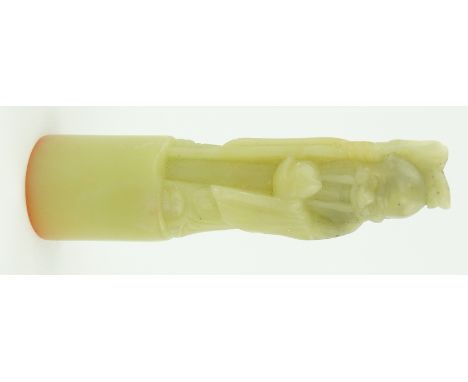 A carved jade Sage seal, 3.1".
