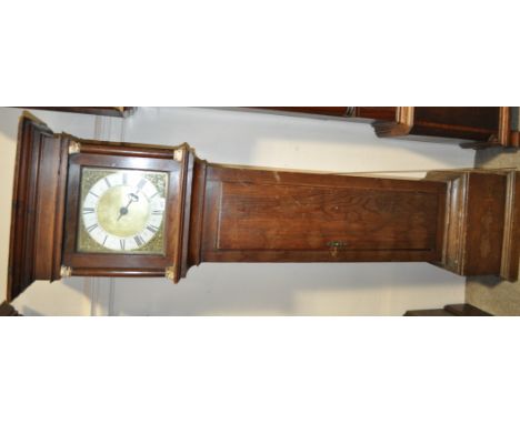 An early 19th century oak 3-hour long case clock,
having a 10" square brass dial and silvered chapter ring, marked John Usher