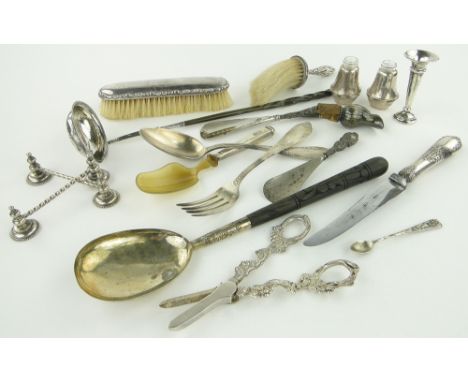 Quantity of silver and plated items 
including an 18th century silver and whalebone toddy ladle.